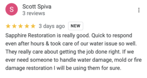 Google Review of Stone Oak Water Damage Remediation Services